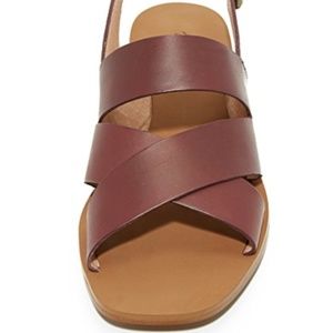 Maroon Leather Criss Cross Slingback Sandals